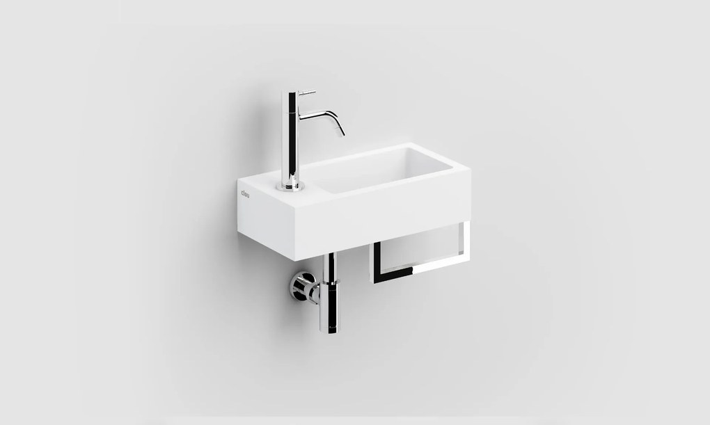 Clou Flush 3 fontein solid surface 36cm links met handdoekhouder wit mat