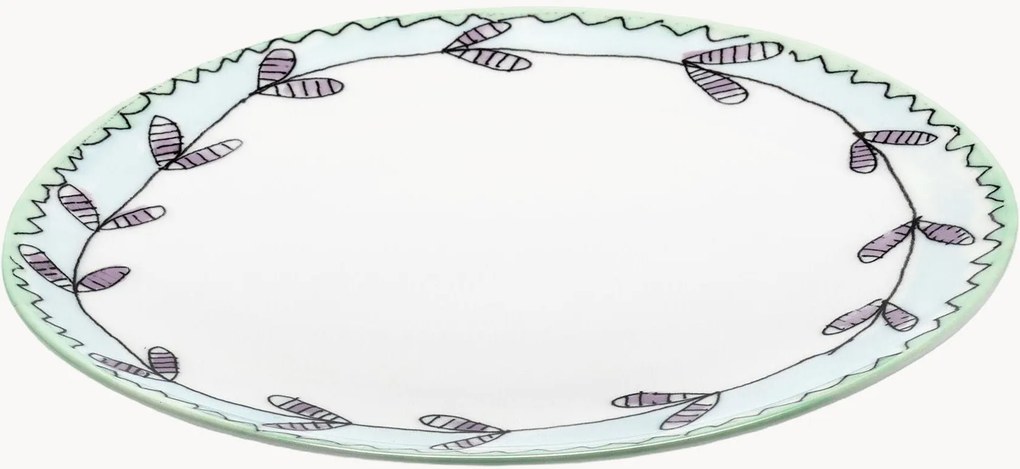 Fine Bone China ontbijtborden Midnight Flowers, 2-delig