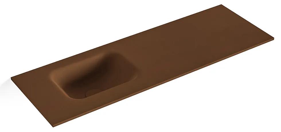 MONDIAZ LEX Rust solid surface inleg wastafel voor toiletmeubel 90cm. Positie wasbak links