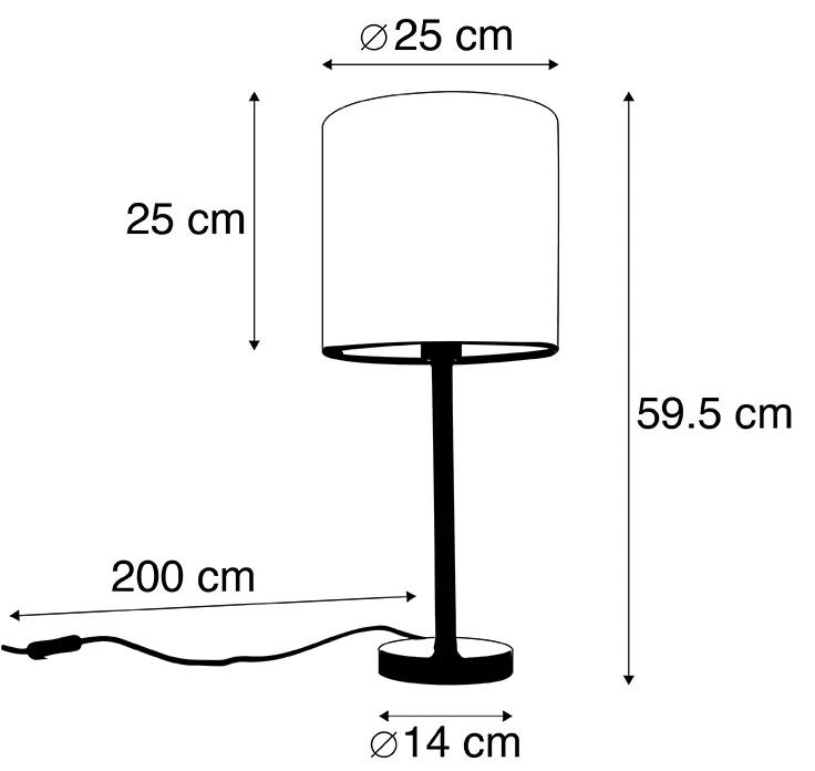 Stoffen Botanische tafellamp messing met groene kap 25 cm - Simplo Modern E27 cilinder / rond Binnenverlichting Lamp