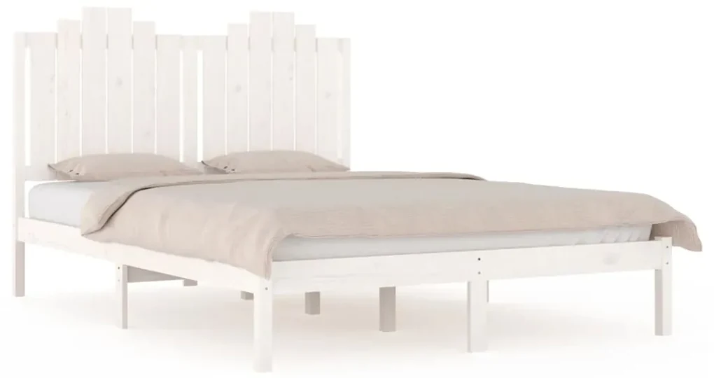vidaXL Bedframe massief grenenhout wit 150x200 cm 5FT King Size