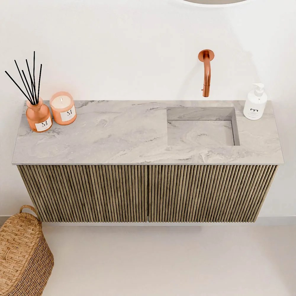 Mondiaz Joya DLux 80cm toiletmeubel dusk met wastafel faye rechts zonder kraangat glace