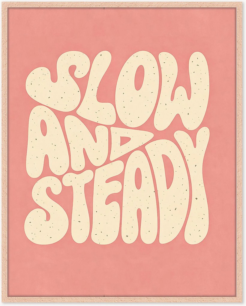 Ingelijste digitale print Slow & Steady, handgemaakt