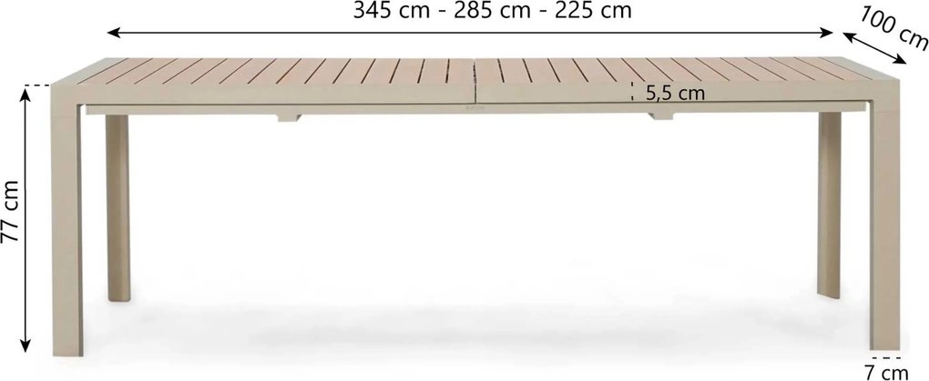 Tuinset 6 personen  Aluminium Zand/Beige Lifestyle Garden Furniture Ultimate/Allungo