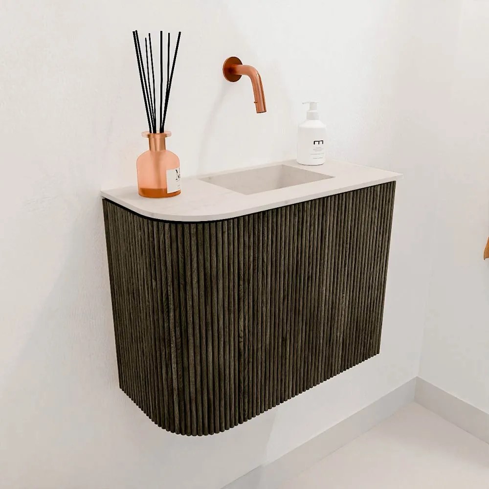 Mondiaz Joya DLux 50cm toiletmeubel ronding links shadow met wastafel faye rechts zonder kraangat meli