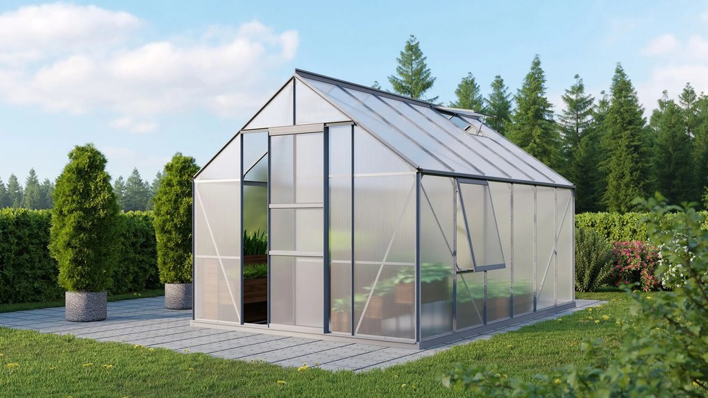 Vitavia Meridian 1 serre - 9,9m² - met 6 mm polycarbonaat - Aluminium