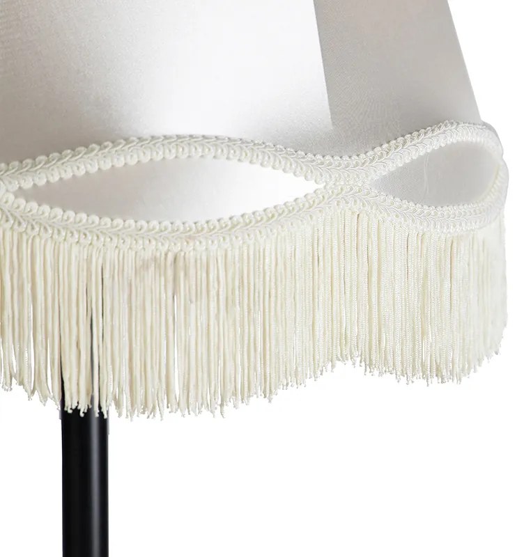 Retro vloerlamp zwart met Granny kap crème 45 cm - Simplo Landelijk / Rustiek E27 cilinder / rond rond Binnenverlichting Lamp