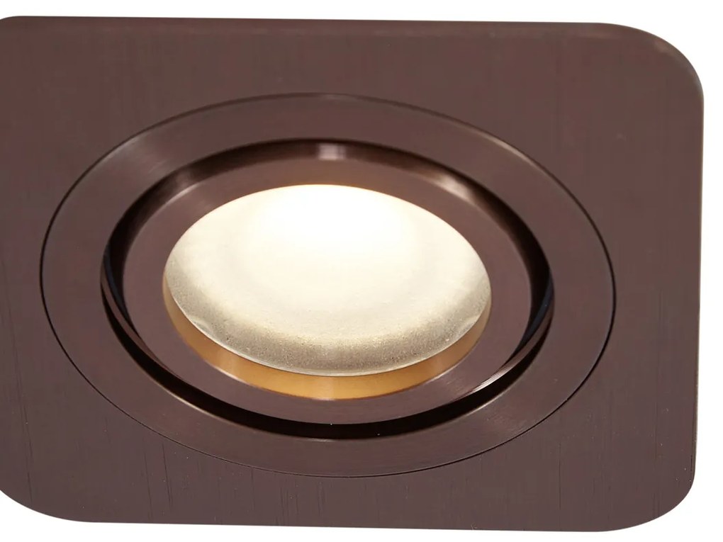 Buitenlamp Set van 6 afgeronde inbouwspots donkerbrons GU10 50mm IP44 - Alberto Modern GU10 IP44 Buitenverlichting vierkant Lamp