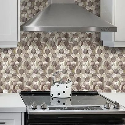 Zelfklevend Mozaïek Hexagon Champagne - 29.5 cm x 29.5 cm x 0.4 cm | 0.5 kg | Paneli zelfklevende steenstrips