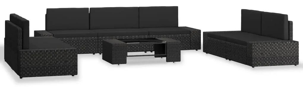 vidaXL 8-delige Loungeset poly rattan zwart