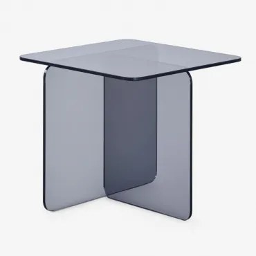Eliana Vierkante Bijzettafel 50x50 Cm In Gehard Glas Zwart - Sklum