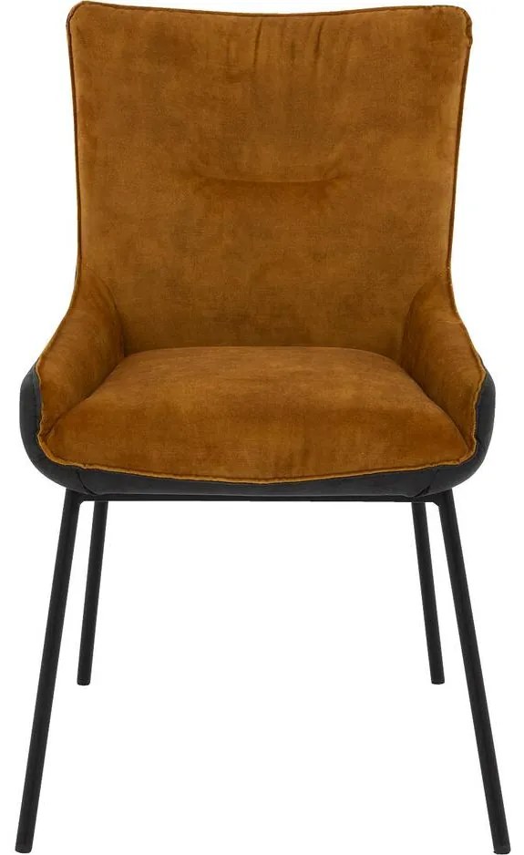 Goossens Excellent Eetkamerstoel Matteo geel stof leuning, elegant chic