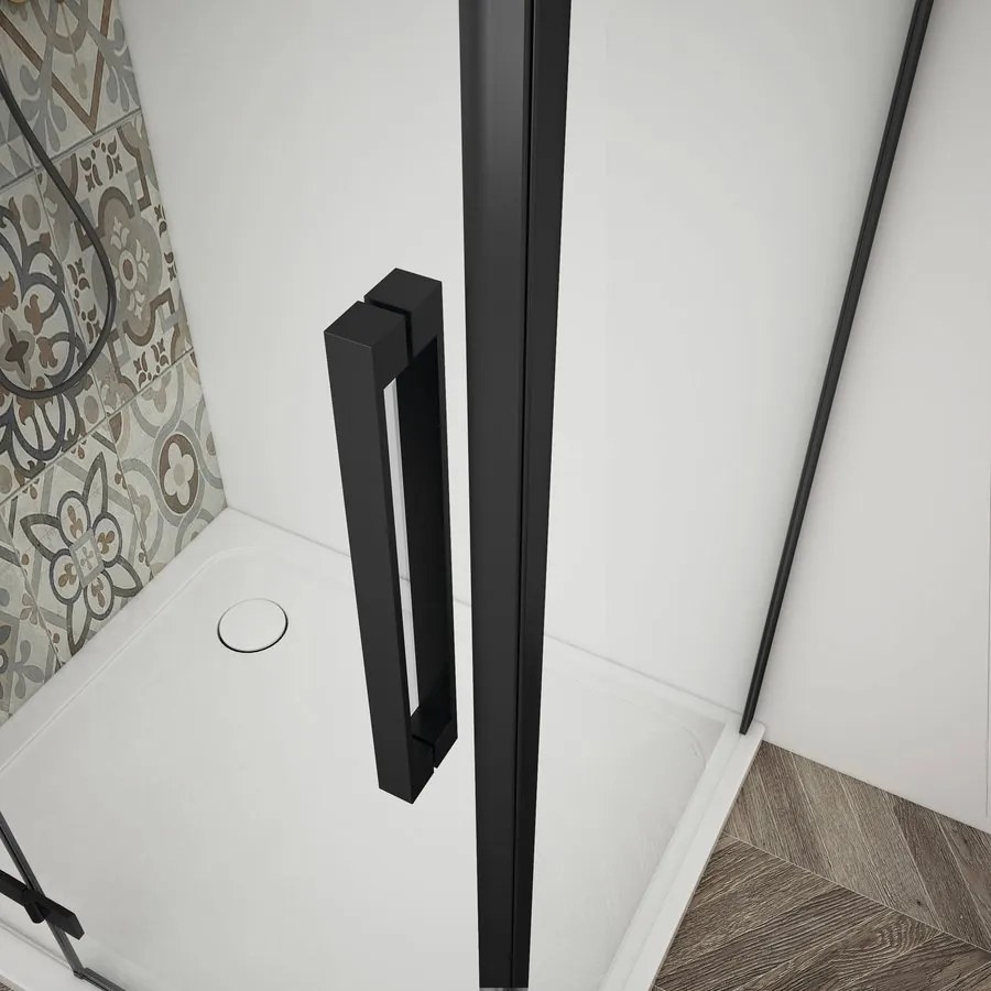 Gelco Trinity douchecabine met mat glas 120x80cm links zwart mat
