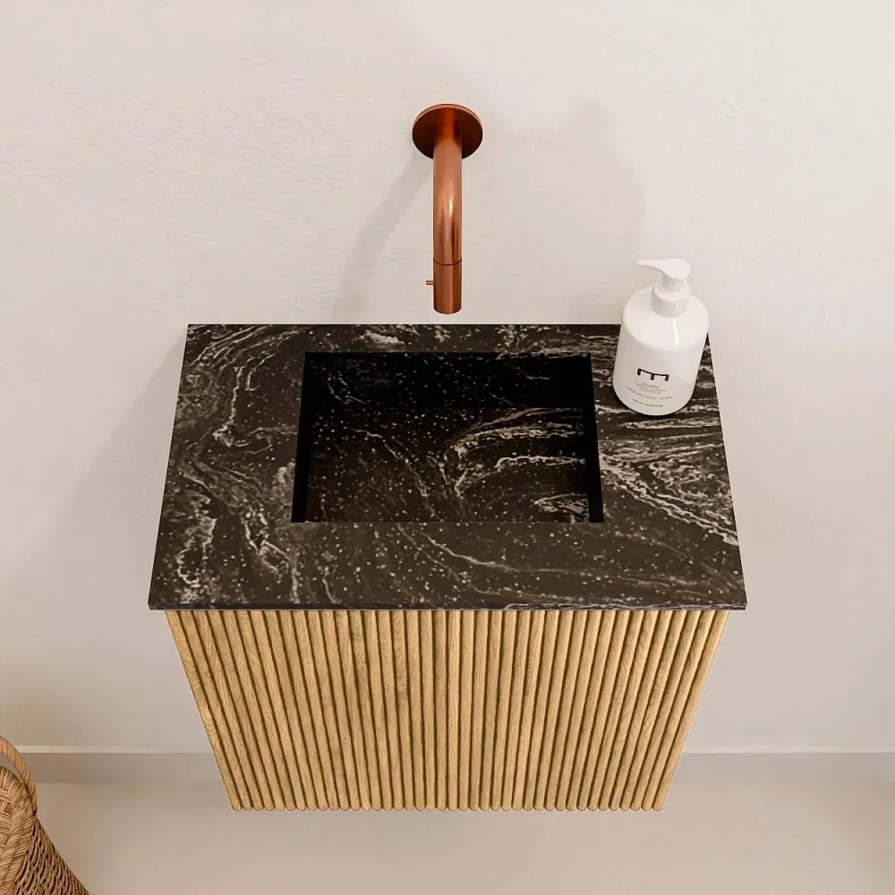 Mondiaz Joya DLux 40cm toiletmeubel oak met wastafel faye midden zonder kraangat lava