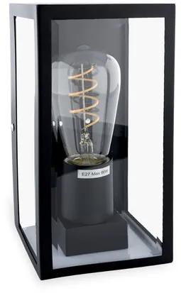 Wandlamp Glas, Modern Design, E27 Fitting, Spatdicht IP44, Zwart