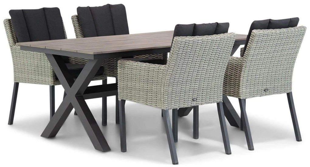 Tuinset 4 personen 180 cm Wicker Grijs Garden Collections Oxbow/Forest