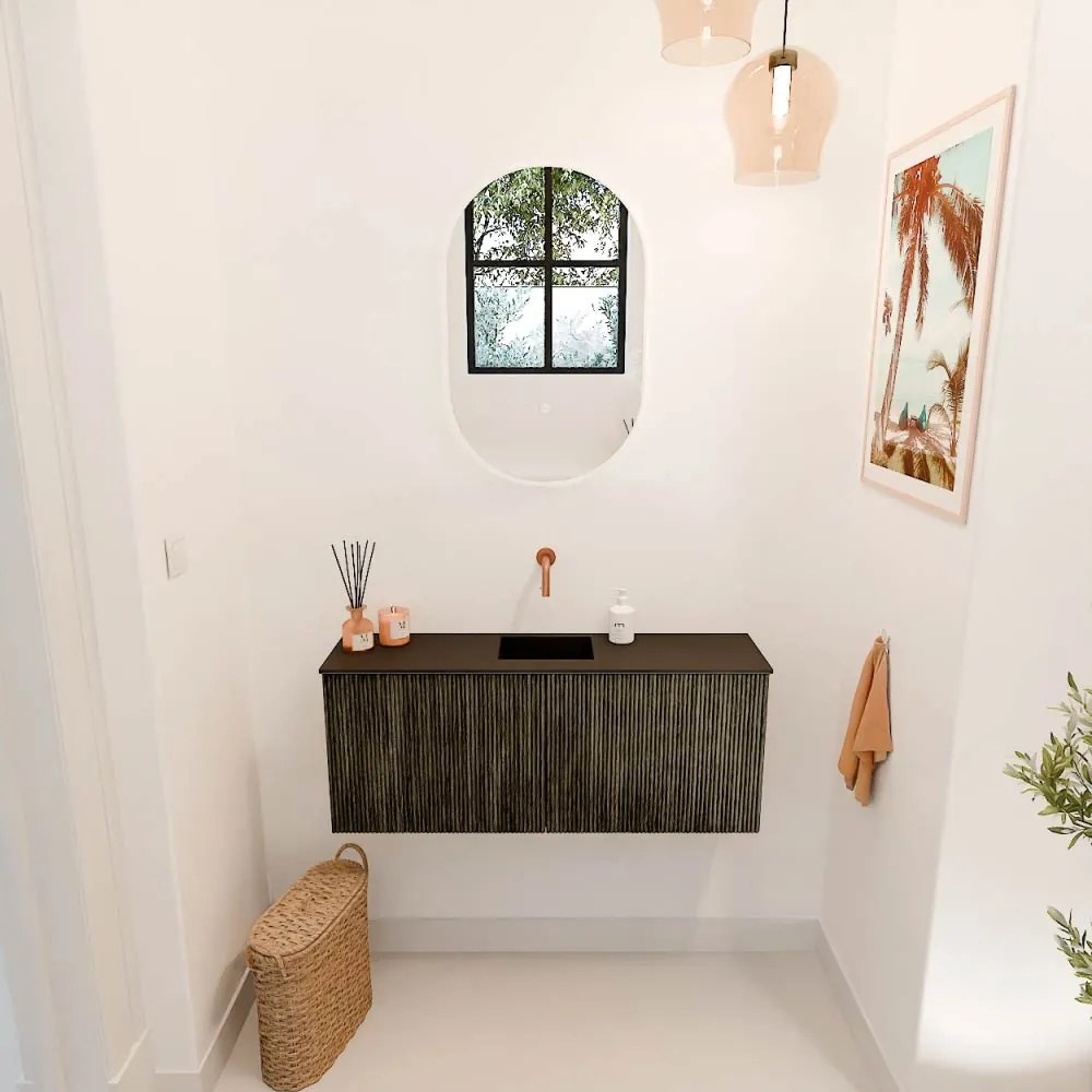 Mondiaz Joya 100cm toiletmeubel shadow met wastafel faye midden zonder kraangat urban