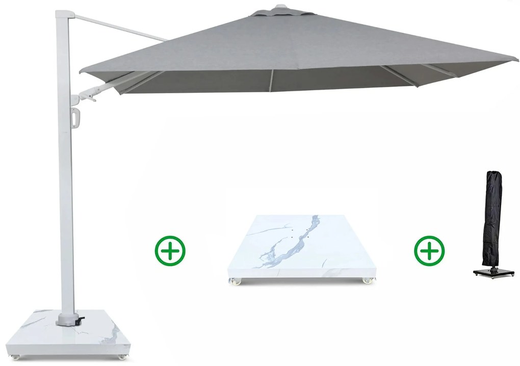 Zweefparasol  3x3m S2 Excellent (incl. voet + hoes) Grijs-antraciet Camello Luna