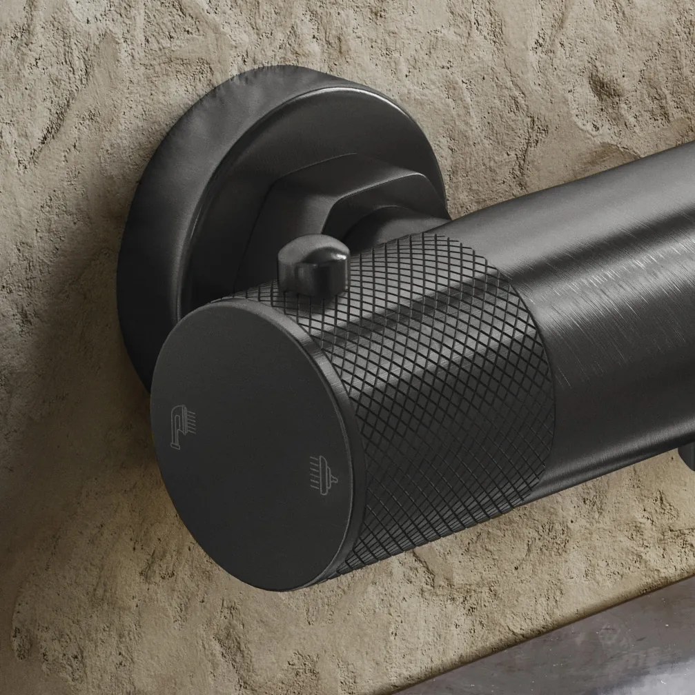 Saniclear Iron Curved thermostatische opbouw badkraan met handdouche verouderd ijzer - gunmetal