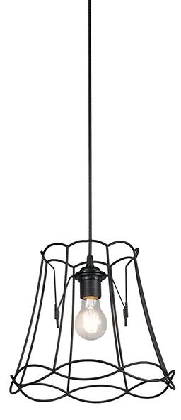 Retro hanglamp zwart 30 cm - Granny Frame Retro Minimalistisch E27 Draadlamp rond Binnenverlichting Lamp