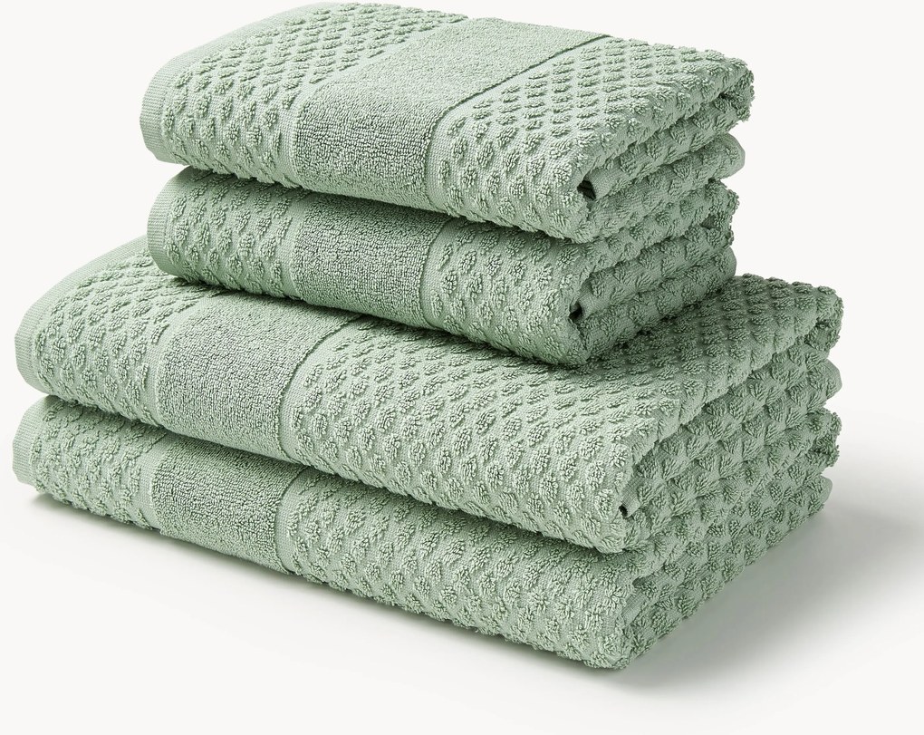 Handdoekenset Katharina met honingraatpatroon, in verschillende setgroottes