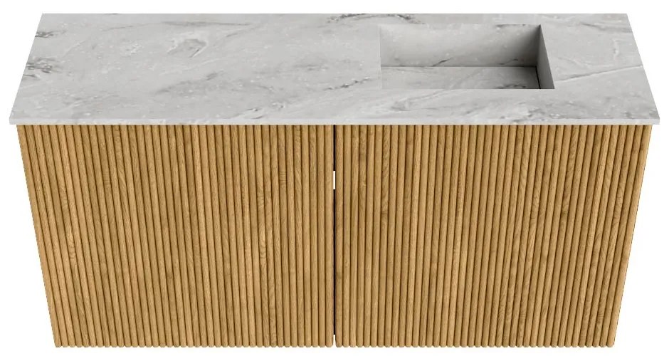 Mondiaz Joya DLux 80cm toiletmeubel oak met wastafel faye rechts zonder kraangat glace