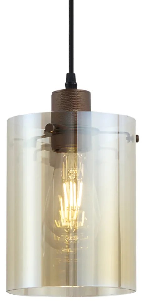 Moderne spot donker brons met amber glas voor railsysteem 1-fase - Iconic Dome