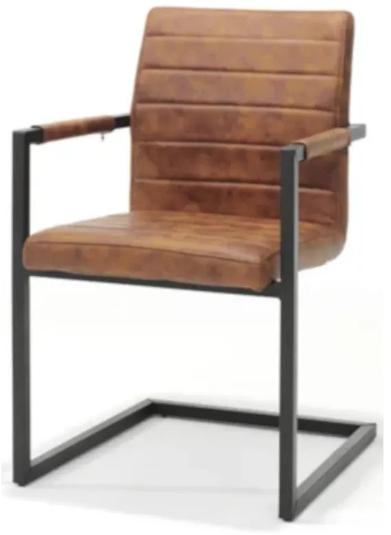 Eetkamerstoel - Apollo II - stof Bull lederlook cognac
