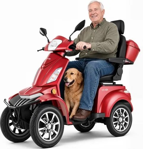VEVOR elektrische scootmobiel met 4 wielen voor senioren, draagvermogen 227 kg, actieradius 35 km met 3 versnellingen, 1 kW, geschikt voor alle terreinen, maximale hellingshoek 20°