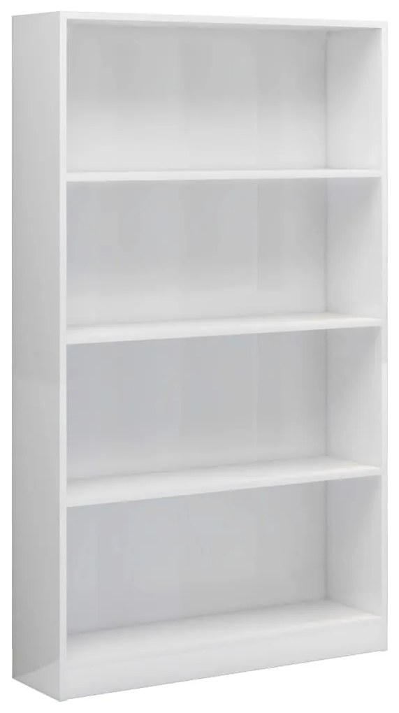 vidaXL Boekenkast 4 schappen 80x24x142 cm bewerkt hout hoogglans wit