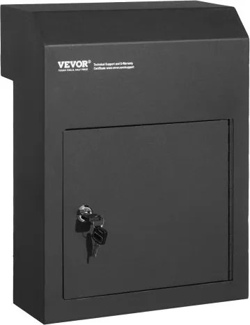 VEVOR doorvoerbrievenbus, robuuste stalen inbouwbrievenbus voor deuren met een dikte van 43 mm, doorvoerbrievenbus inclusief 2 sleutels, 304 x 106 x 405 mm brievenbus, zwart