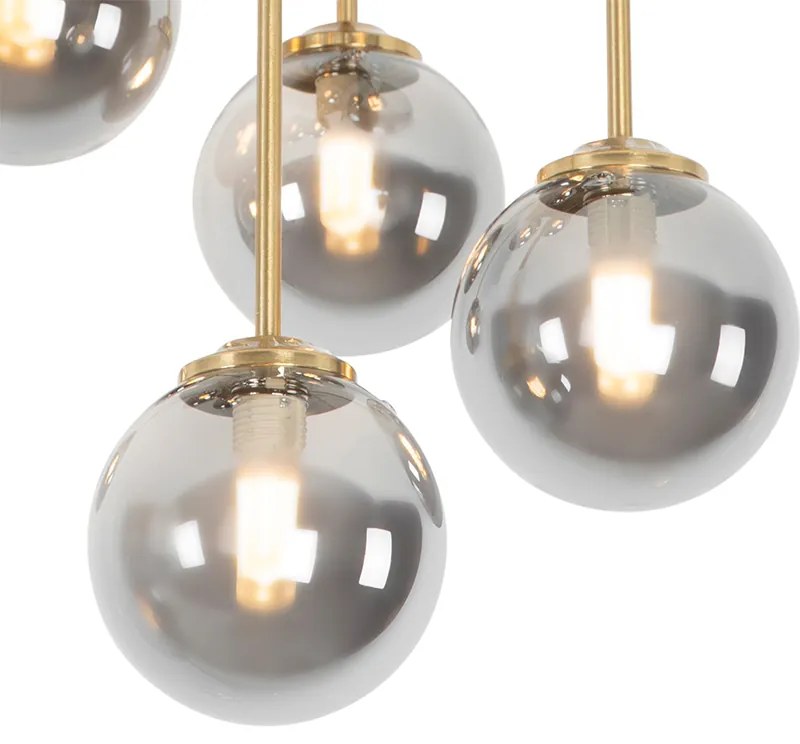 Smart plafondlamp goud met smoke glas 9-lichts incl. 9 Wifi G9 - Athens Modern G9 bol / globe / rond vierkant Binnenverlichting Lamp