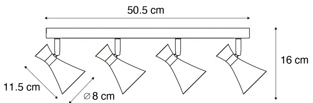 Moderne plafondspot zwart 4-lichts draai- en kantelbaar - Triangle