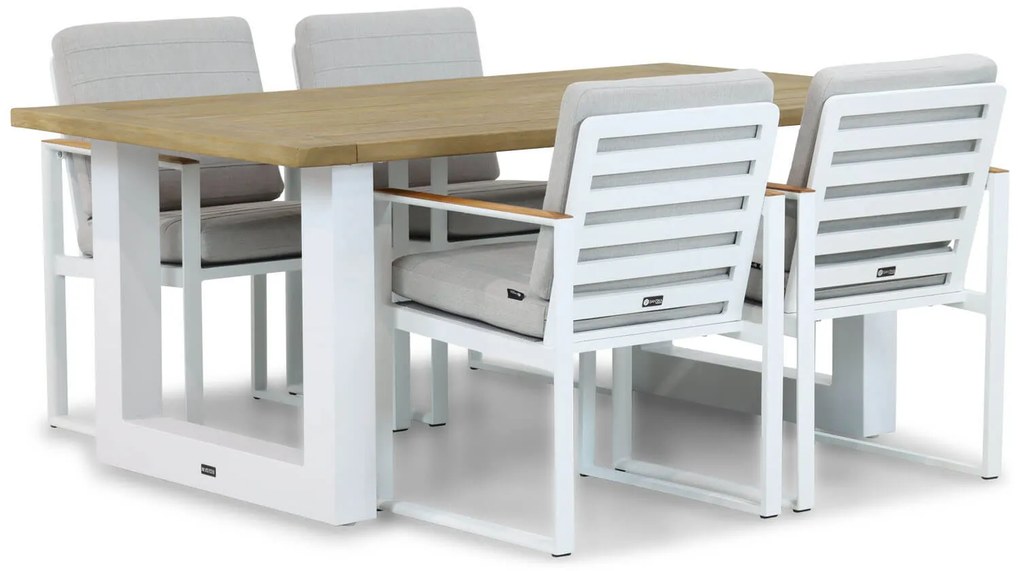 Tuinset 4 personen 180 cm Aluminium/Textileen /Aluminium/textileen Wit Santika Furniture Soray