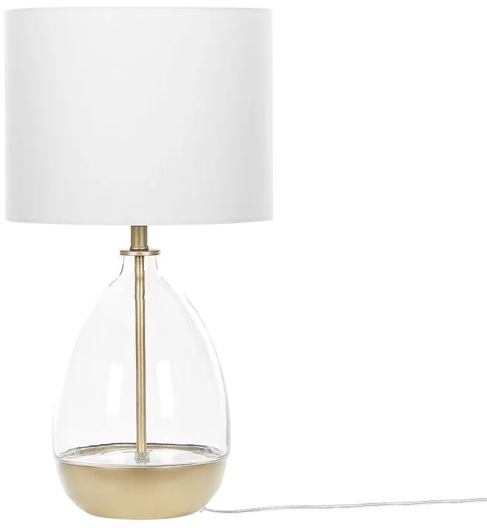 Tafellamp glas wit/goud 63 cm trommelvorm OKARI Beliani