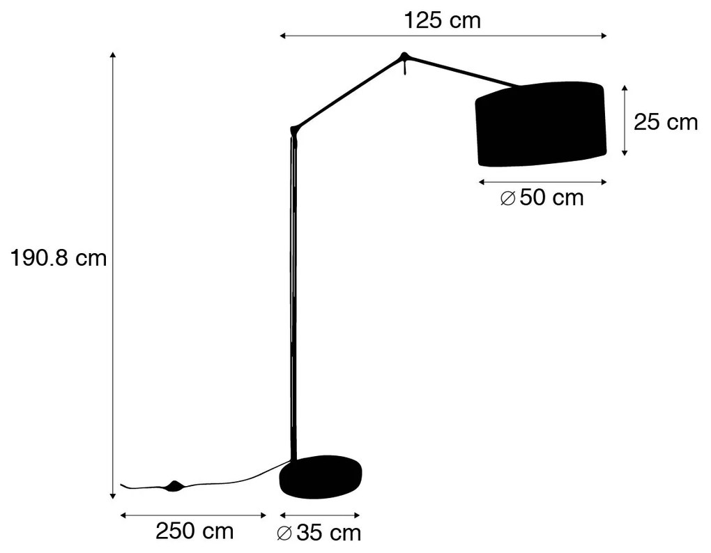 Vloerlamp zwart met kap lichtbruin 50 cm verstelbaar - Editor Design, Modern E27 Binnenverlichting Lamp