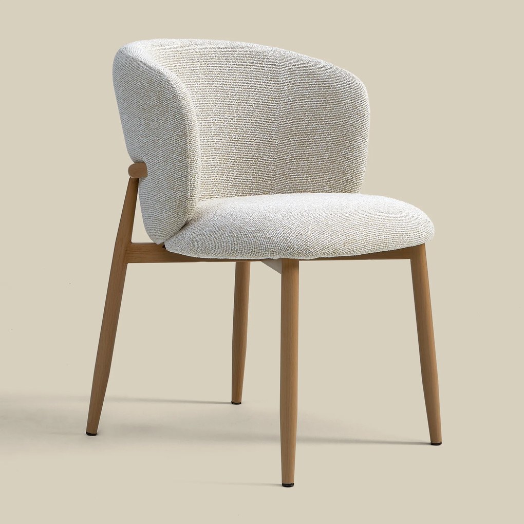 Eiken Eetkamerstoel Met Ronde Rug Creme