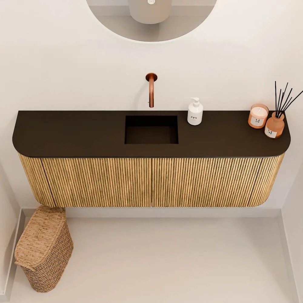 Mondiaz Joya 115cm toiletmeubel ronding links/rechts oak met wastafel faye midden zonder kraangat urban