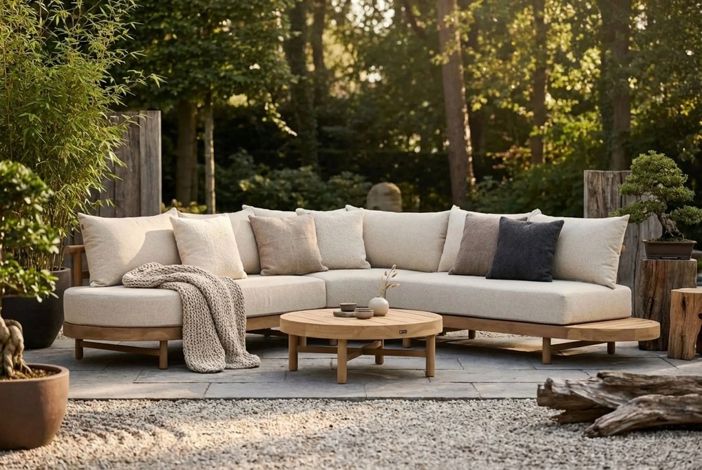 Hoek loungeset 5 personen Teak Old teak greywash  Santika Furniture Santika