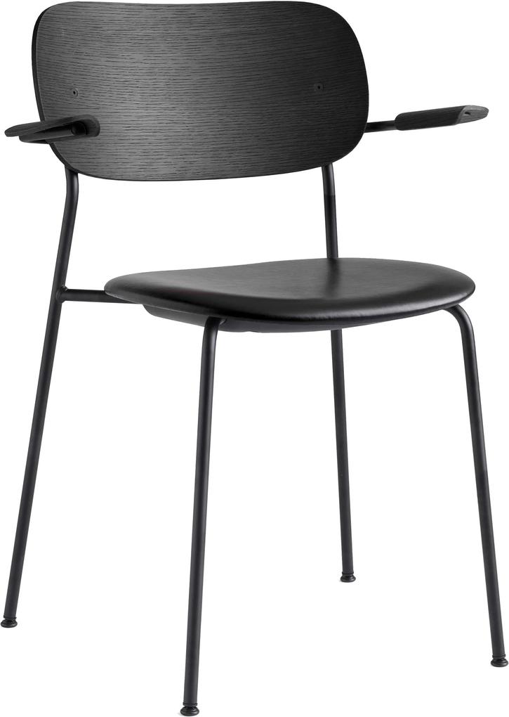 Menu Co Chair stoel met armleuning gestoffeerd leer zwart eiken