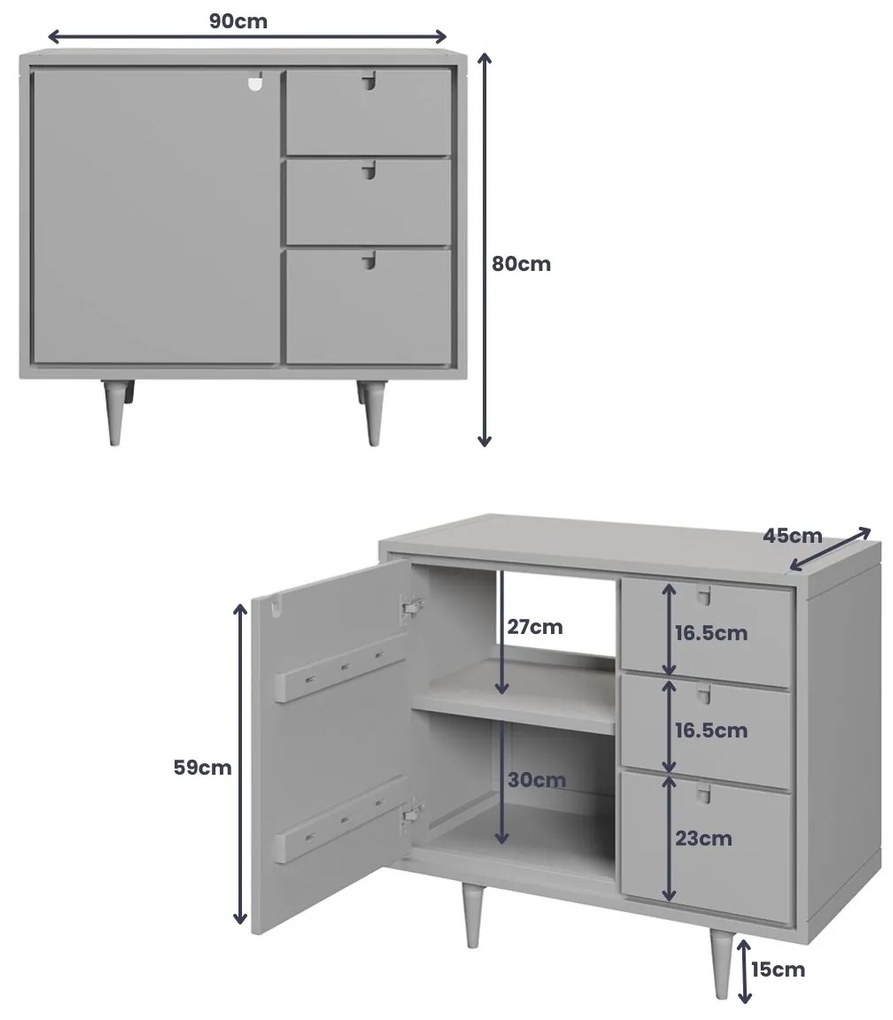 Livli Empresa badmeubel 90cm met ronde dark emperador waskom