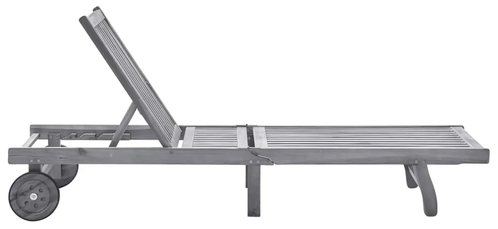 vidaXL Ligbed met kussen massief acaciahout grijs