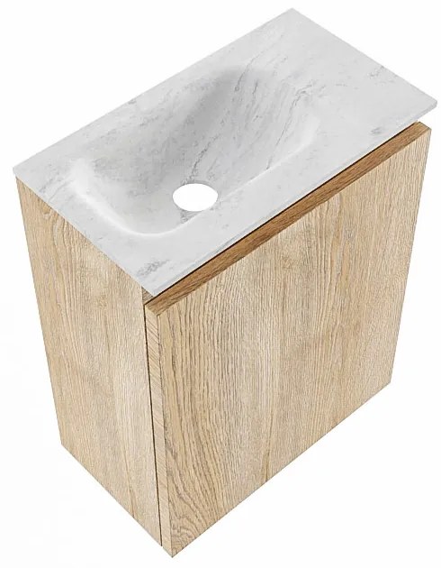 Mondiaz Ture DLux toiletmeubel 40cm washed oak met wastafel opalo links zonder kraangat