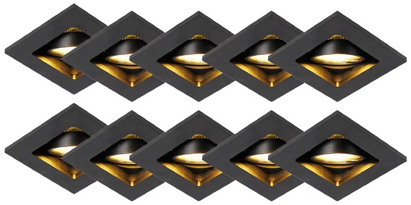 Set van 10 smart inbouwspots zwart incl. Wifi GU10 - Qure