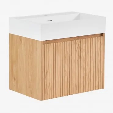 Genevie Zwevend Houten Badkamermeubelset Met Geïntegreerde Wastafel Natuurlijk Hout - Sklum