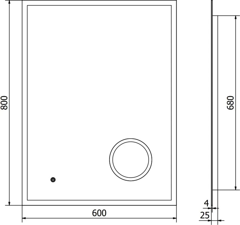 Mexen Kala verlichte badkamer spiegel met make-up spiegeltje 60 x 80 cm, LED 6000K, anti-condens - 9820-060-080-611-00