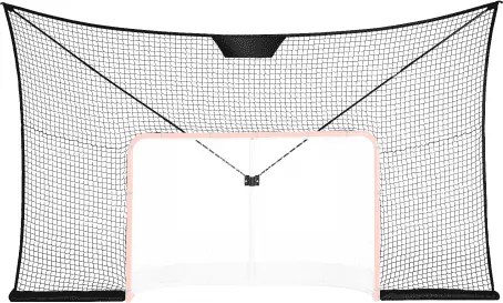 VEVOR Hockeydoelnet, Straathockeynet, 366 x 220 cm Doelnet, Hockeytraining, Draagbaar Indoor/Outdoor Hockeydoelnet, Zwart/Rood/Wit, (Doelframe niet inbegrepen)