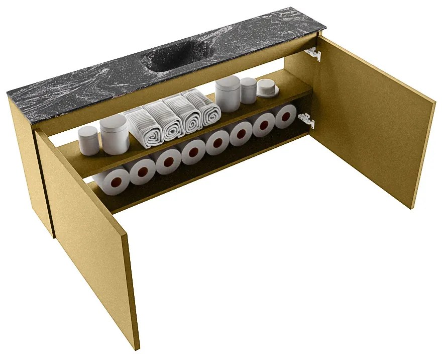 Mondiaz Ture DLux toiletmeubel 120cm oro met wastafel lava midden met kraangat