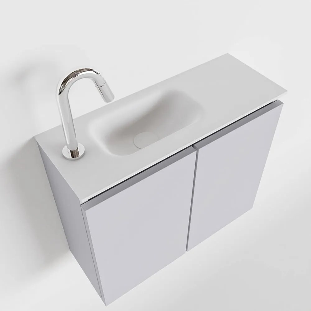 Mondiaz Ture 60cm toiletmeubel cale met wastafel talc links 1 kraangat