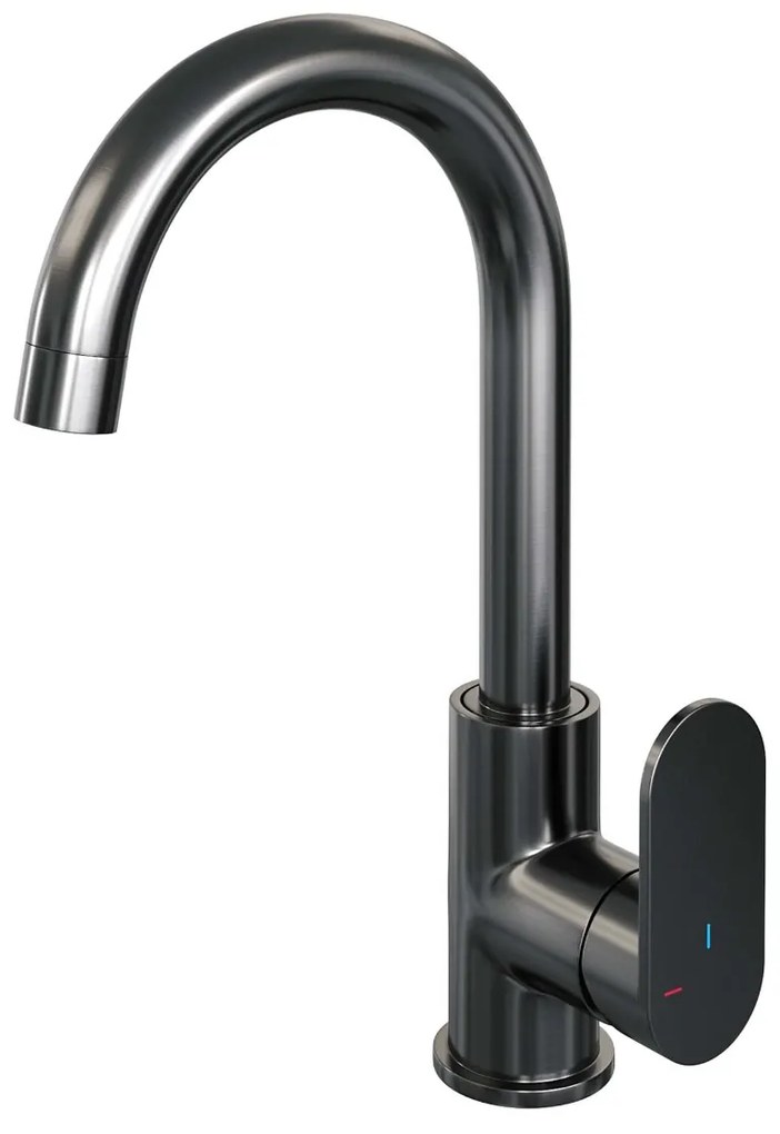 Brauer Gunmetal Edition ColdStart wastafelkraan met draaibare ronde uitloop model C gunmetal geborsteld PVD